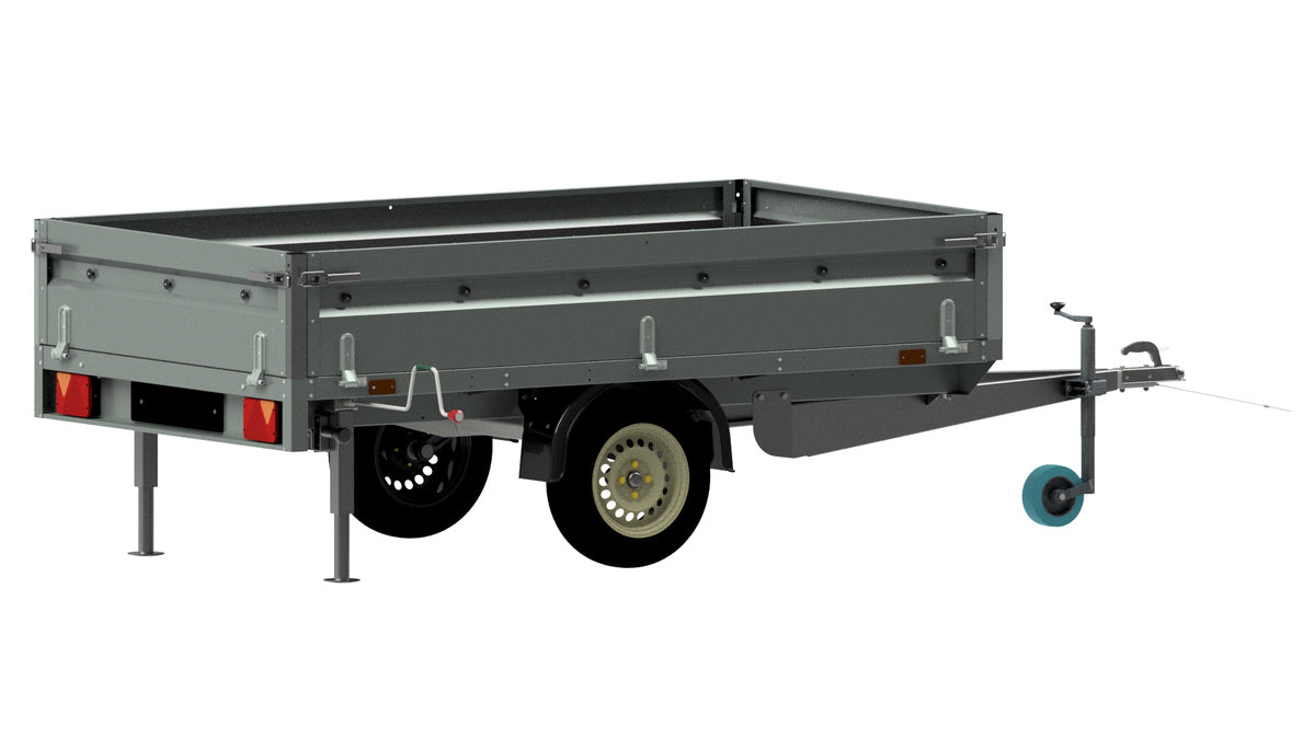 Flatbed trailer braked - two-axle high loader 1300kg | GGM T | GGM Tools