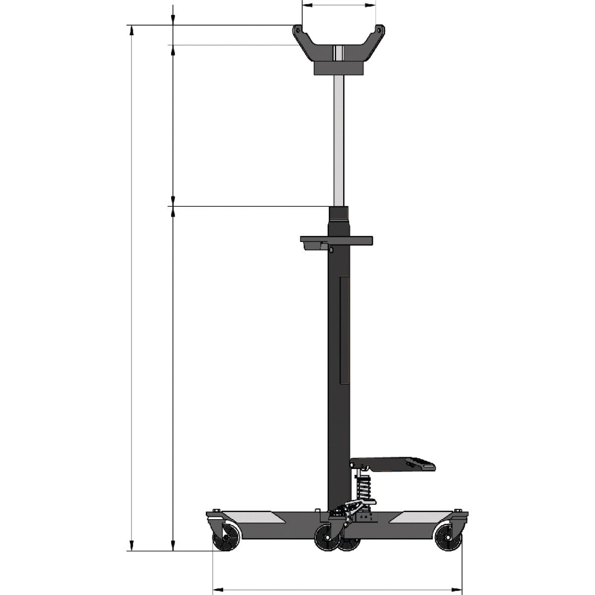 Hydraulischer Profi Getriebeheber 750 kg Tragkraft | stufenlos höhenverstellbar und robust - Unicraft GH 750 TOP