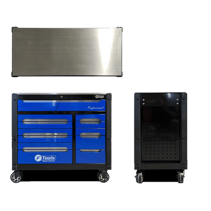 FTools 12/12 PRO Servante d'Atelier | CR-V | Plateau INOX | Douilles à chocs 1/2" | 12 tiroirs équipés
