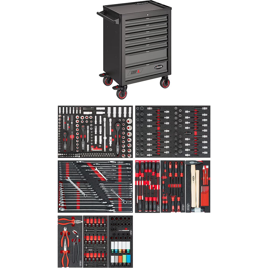 Vigor Tool Trolley L Series with Tool Set, 376pcs (V1901/376)