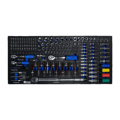 FTools 12/12 PRO Servante d'Atelier | CR-V | Plateau INOX | Douilles à chocs 1/2" | 12 tiroirs équipés