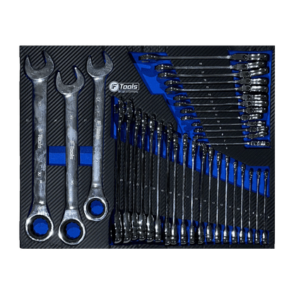 FTools 12/12 PRO Servante d'Atelier | CR-V | Plateau INOX | Douilles à chocs 1/2" | 12 tiroirs équipés