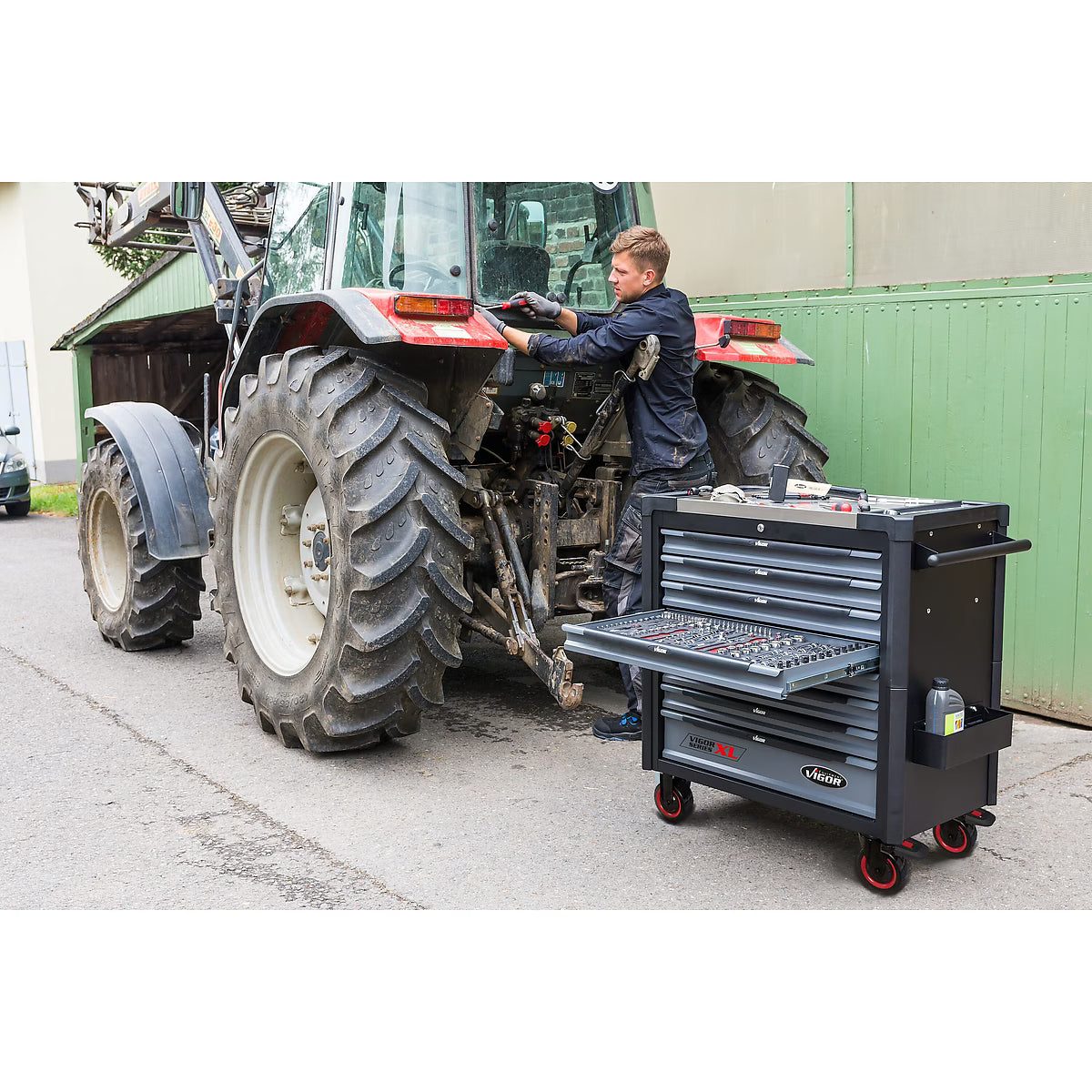 Vigor Tool Trolley XL Series with Stainless Steel Worktop & Tool Set (V4481-X/NKW)