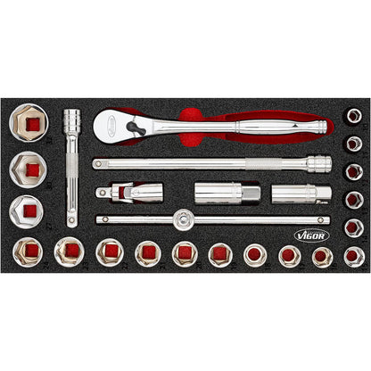 Vigor Tool Trolley XL Series with Plastic Worktop & Tool Set (V5434)
