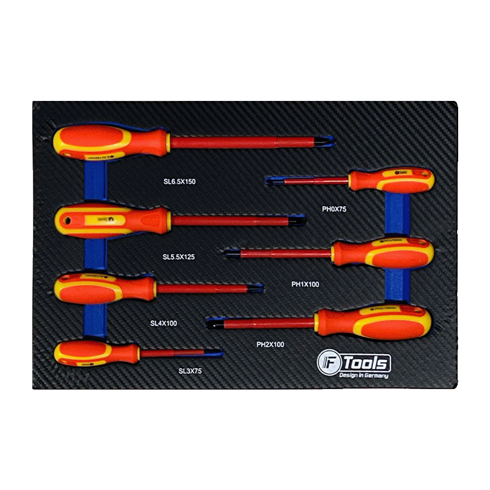 FTools 12/12 PRO Servante d'Atelier | CR-V | Plateau INOX | Douilles à chocs 1/2" | 12 tiroirs équipés