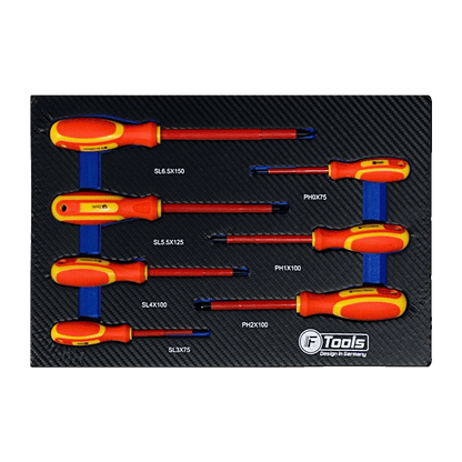 FTools 12/12 PRO Servante d'Atelier | CR-V | Plateau INOX | Douilles à chocs 1/2" | 12 tiroirs équipés