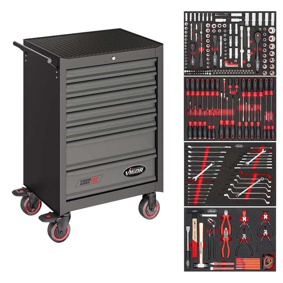 Vigor Tool Trolley M Series with Tool Set, 210pcs (V2379N/210)