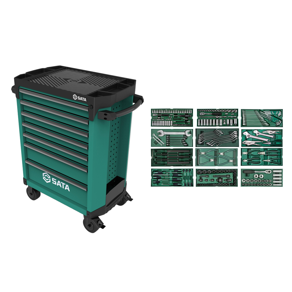 SATA Roller cabinet with tool set trays, 246pcs. (ST09918)