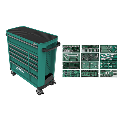 SATA Roller cabinet 11 drawers PRO with tool set trays, 246pcs (ST95114G2)