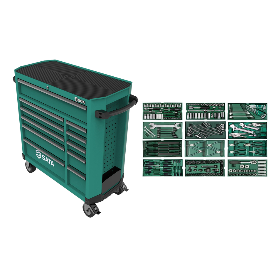 SATA Roller cabinet 11 drawers PRO with tool set trays, 246pcs (ST95114G2)