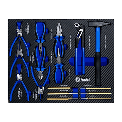 FTools 12/12 PRO Servante d'Atelier | CR-V | Plateau INOX | Douilles à chocs 1/2" | 12 tiroirs équipés