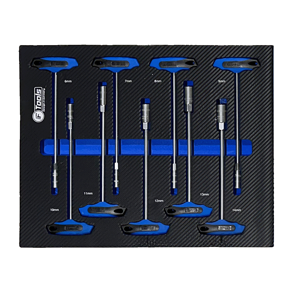 FTools 12/12 PRO Servante d'Atelier | CR-V | Plateau INOX | Douilles à chocs 1/2" | 12 tiroirs équipés