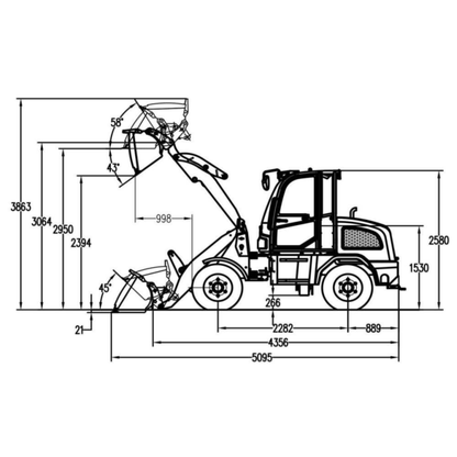 Diesel Yanmar 4-cylinder wheel loader 4.3 T - K1600T Hoftrac | GGM Tools