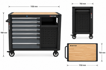 RETTER RS12 mobile tool trolley including robust wooden work | GGM Tools