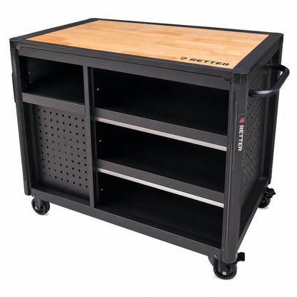 Mobiler Werkzeugwagen RETTER RS12 inkl. robuster Holz-Arbeitsplatte