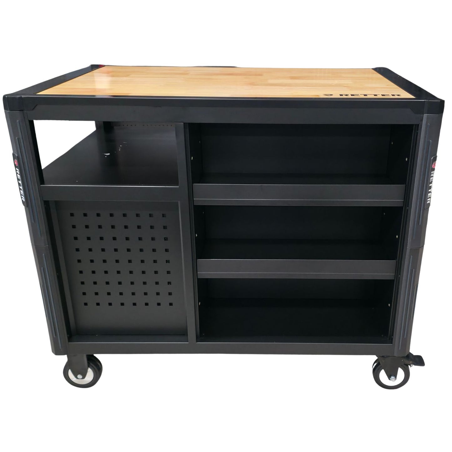 Mobiler Werkzeugwagen RETTER RS12 inkl. robuster Holz-Arbeitsplatte
