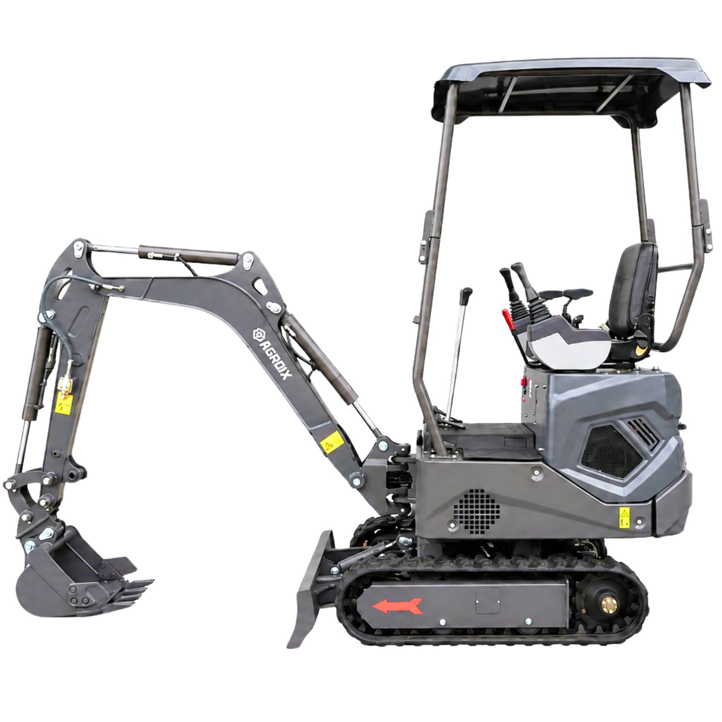 NEU Mini-Bagger AGROX OX-12 - 10 PS, 1 Zylinder KOOP Motor inkl. Schaufelpaket - 200 mm, 380 mm, 800 mm schwenkbar und Schnellwechsler
