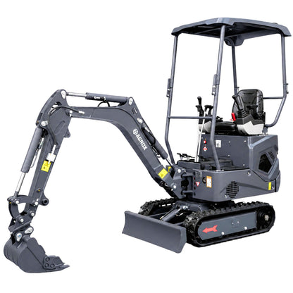 NEU Mini-Bagger AGROX OX-12 - 10 PS, 1 Zylinder KOOP Motor inkl. Schaufelpaket - 200 mm, 380 mm, 800 mm schwenkbar und Schnellwechsler