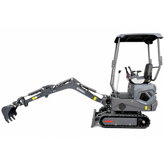 NEU Mini-Bagger AGROX OX-12 - 10 PS, 1 Zylinder KOOP Motor inkl. Schaufelpaket - 200 mm, 380 mm, 800 mm schwenkbar und Schnellwechsler