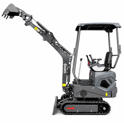 NEU Mini-Bagger AGROX OX-12 - 10 PS, 1 Zylinder KOOP Motor inkl. Schaufelpaket - 200 mm, 380 mm, 800 mm schwenkbar und Schnellwechsler