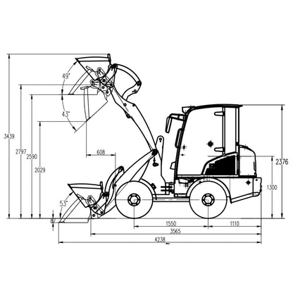 AGROX OX1090 Hoflader – 18,2 kW Kubota-Motor, 1200 kg Nutzlast, Euro-Aufnahme & Joysticksteuerung, Allrad 4x4