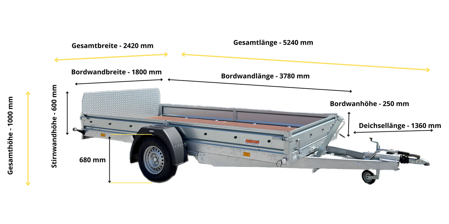 Universal trailer - single-axle low loader 1500kg for transp | GGM Tools
