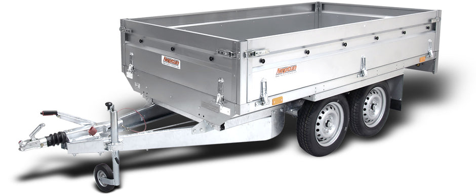Flatbed trailer braked - two-axle high loader 1300kg