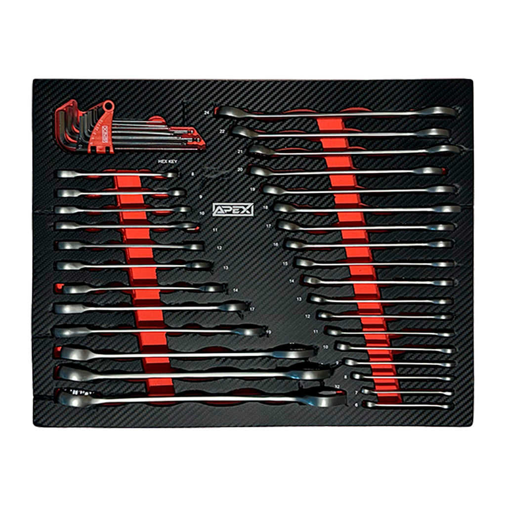 Apex 14/10 foam insert with combination wrenches and HEX L-keys