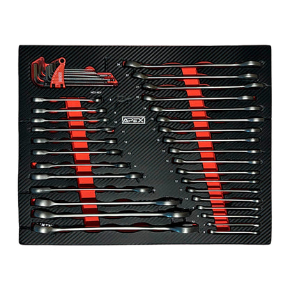 Apex 14/10 foam insert with combination wrenches and HEX L-keys