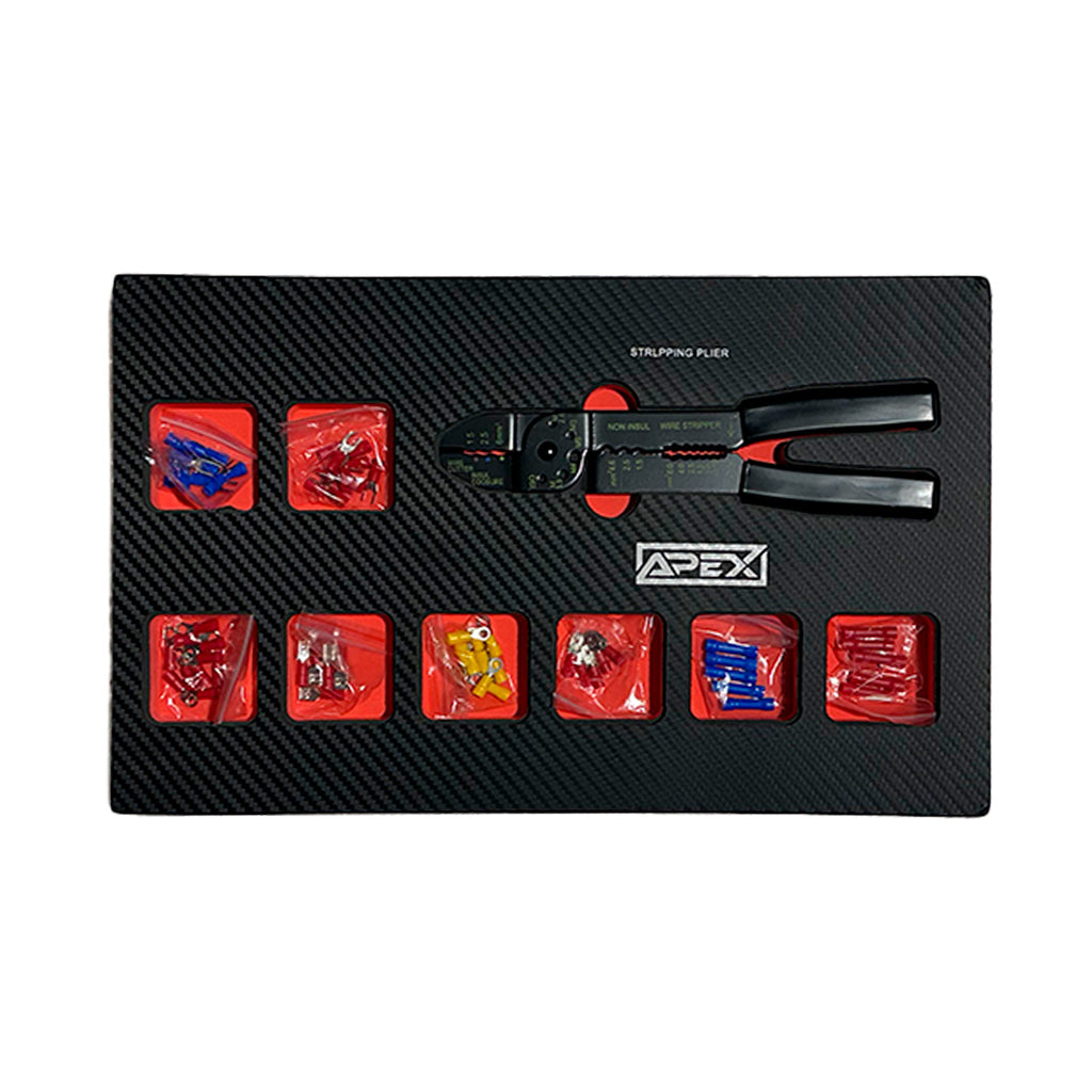 Apex 14/10 drawer with wire stripper and cable terminal set in foam