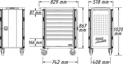 HAZET Assistent 179NT-8-RAL7016/2 Tool Trolley with Tool Set, 264pcs