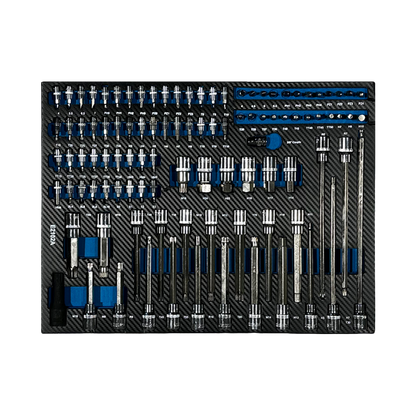 Large 102-piece FTools bit-socket set organized in an EVA foam insert including HEX Torx PH PZ and SL drive profiles.