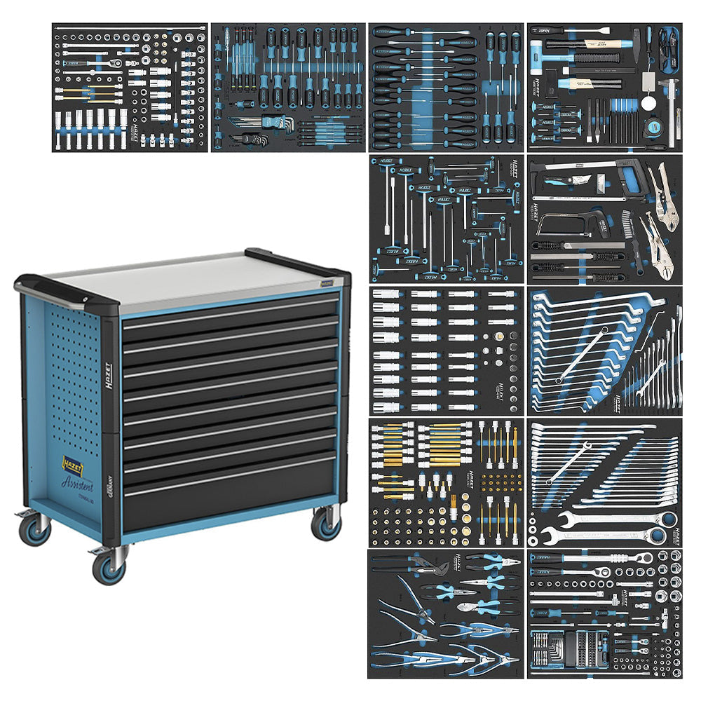 HAZET 179NXXL-8D tool trolley fully equipped with 619 tools in 12 Safety-Insert-System foam inlays.