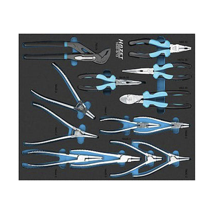 Water pump pliers, side cutters and circlip pliers in HAZET 163D-8/13 inlay.