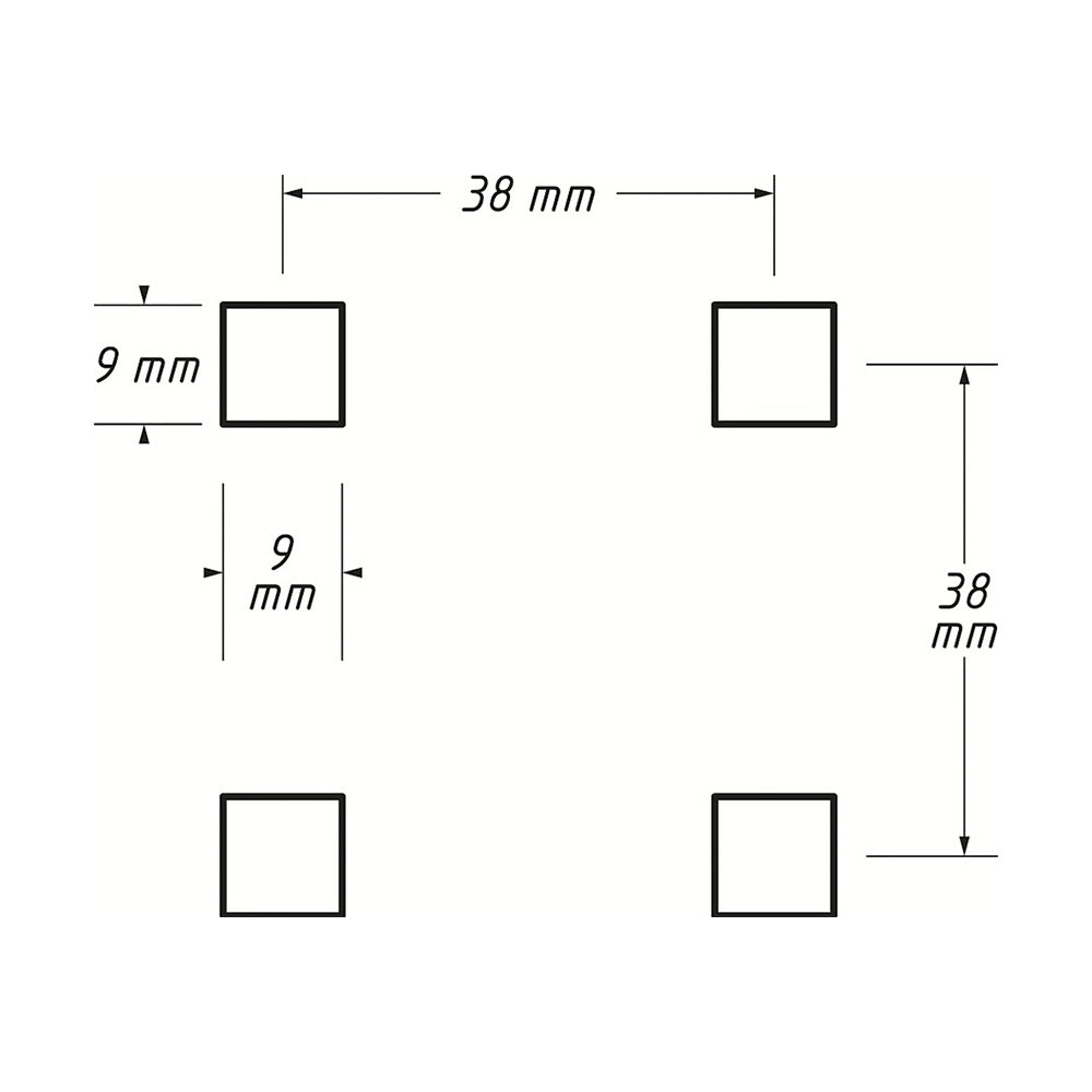 Dimension diagram of the HAZET tool trolley side panel perforation with 9 by 9 mm square holes.