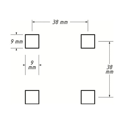 Dimension diagram of the HAZET tool trolley side panel perforation with 9 by 9 mm square holes.