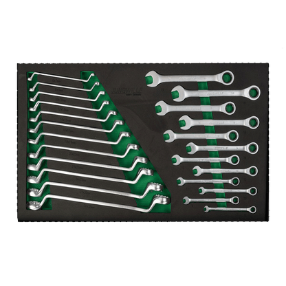 Jungwille Silverstone drawer with ratchet combination wrenches and offset ring wrenches