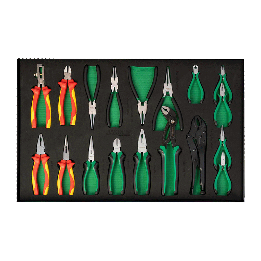 Jungwille Silverstone drawer with VDE pliers, combination pliers, and side cutters