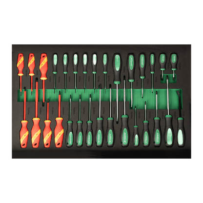 Jungwille Silverstone drawer with VDE and standard screwdrivers in foam insert