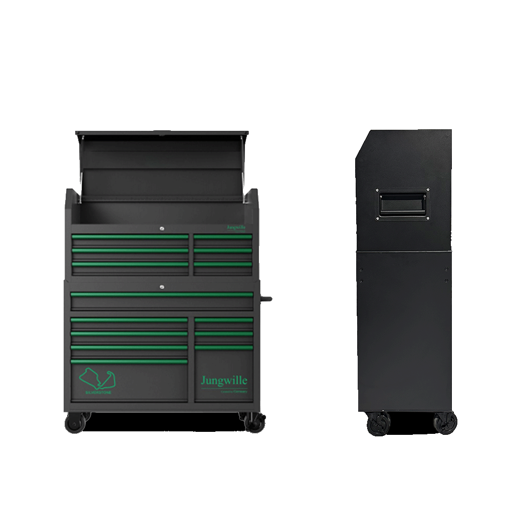 Jungwille Silverstone dimensions drawing showing cabinet with top chest and weight