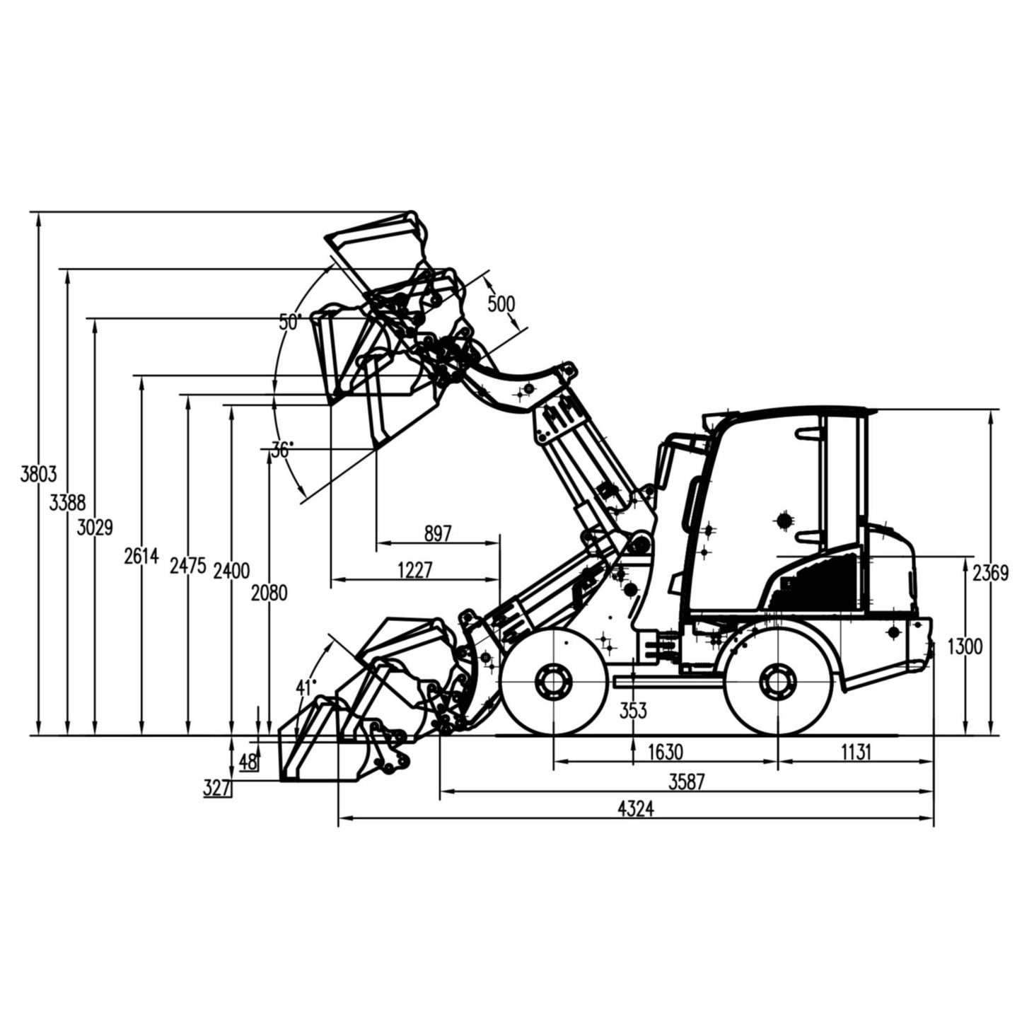 Diesel Hoflader 2.7 T - Teleskoplader 1500 kg Hubkraft | OX1090T - Kubota Motor 25 PS, Allrad 4x4