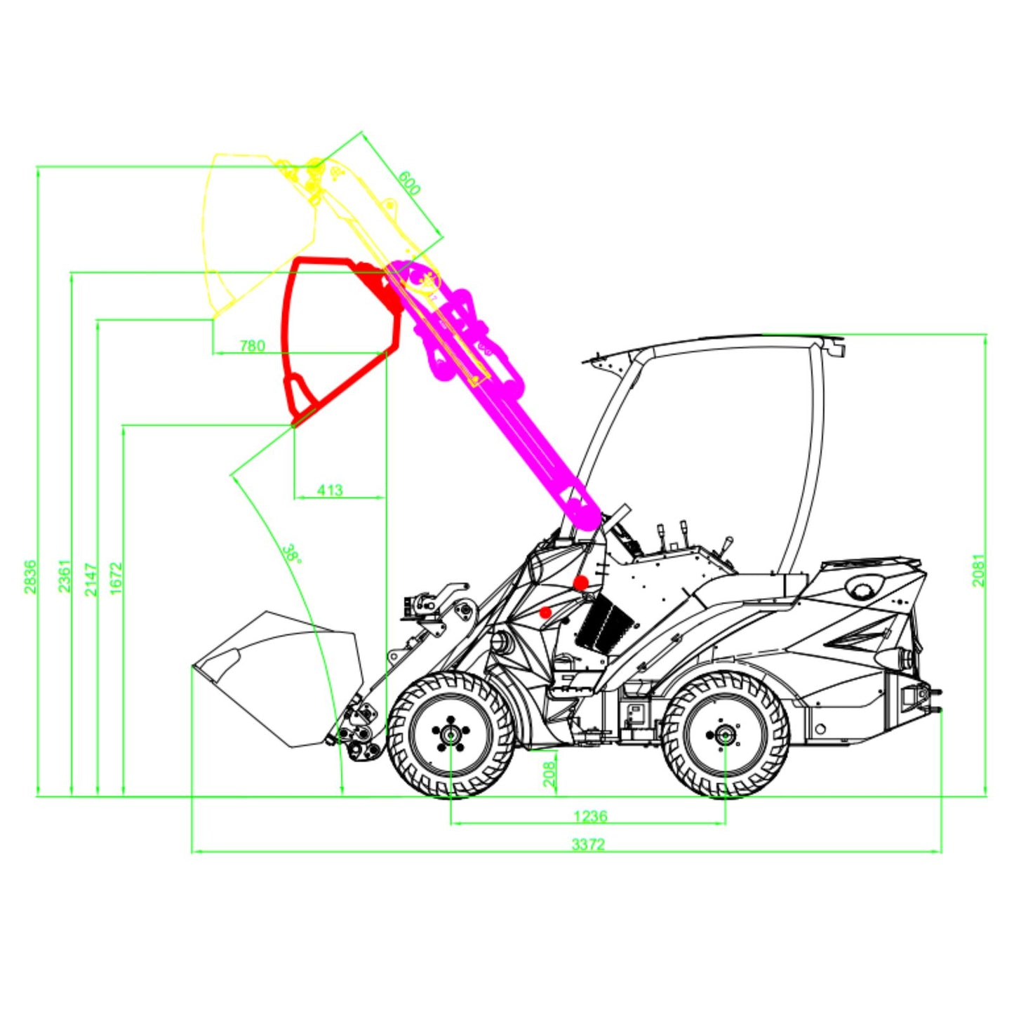 Diesel Hoflader 1.6 T - Allrad Teleskoplader 750 kg Hubkraft | OX625 - Kubota Motor 25 PS