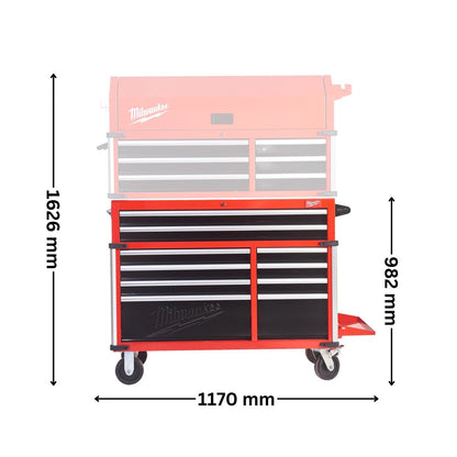 Stahl-Lagerschrank mit 10 Schubladen | 117 cm (46 Zoll) Werkstattwagen Basis - Milwaukee SRC46-1