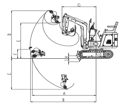 Tracked excavator compact 635 kg - 9 HP 1-cylinder petrol en | GGM Tools