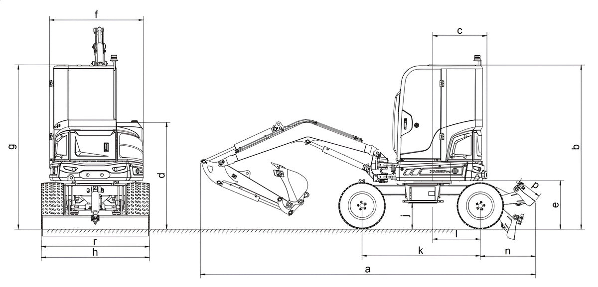 Wheel excavator 4100 kg - XN35LPRO Rhinoceros 3 cylinder Kub | GGM Tools