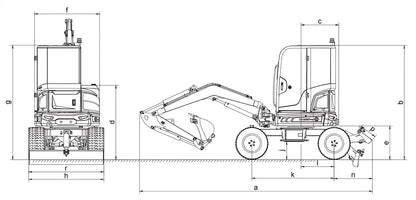 Wheel excavator 4100 kg - XN35LPRO Rhinoceros 3 cylinder Kub | GGM Tools