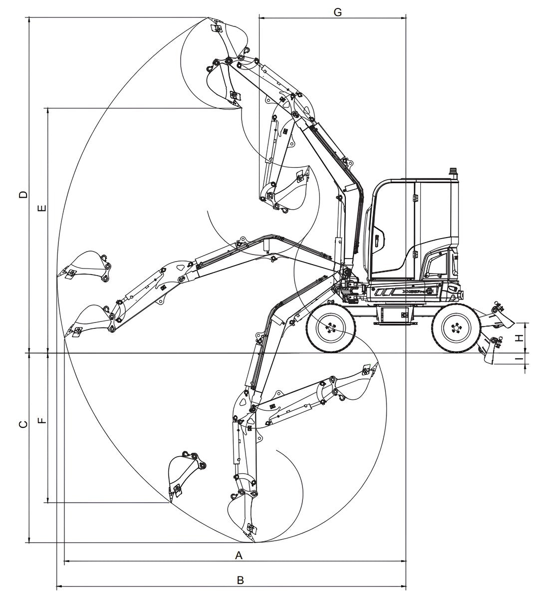 Wheel excavator 4100 kg - XN35LPRO Rhinoceros 3 cylinder Kub | GGM Tools