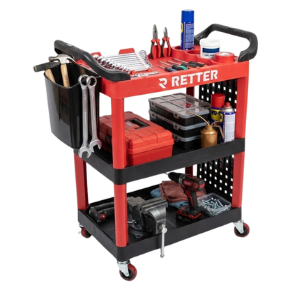 Multipurpose Mobile Tool Cart with Organizer - 3 Shelves wit | GGM Tools
