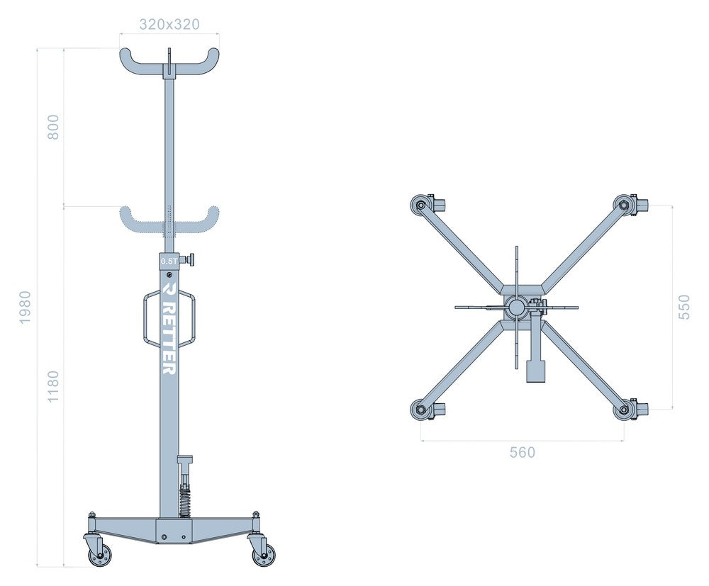 Gearbox jack 500 kg engine jack - engine stand gearbox stand | GGM Tools