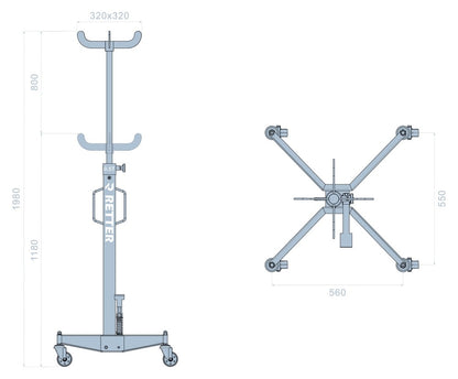 Gearbox jack 500 kg engine jack - engine stand gearbox stand | GGM Tools